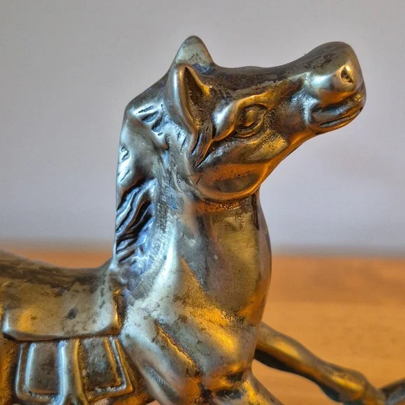 VINTAGE Solid Brass Rocking Horse Figurine Home Decor - Picture 6 of 15